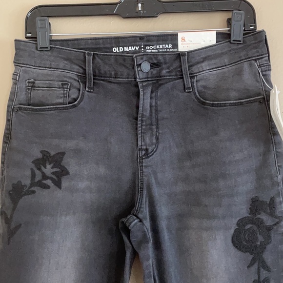 Old Navy Rockstar Super Skinny Black Jeans Floral - Picture 4 of 11